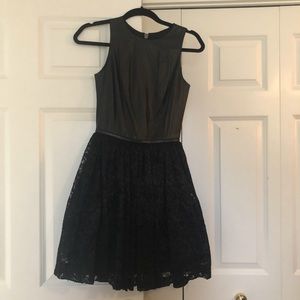 Alexis leather and lace dress